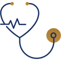 Clinical Competence Assessments and Educational Support Programs An icon representing clinical competence. A stethoscope with a heartbeat.